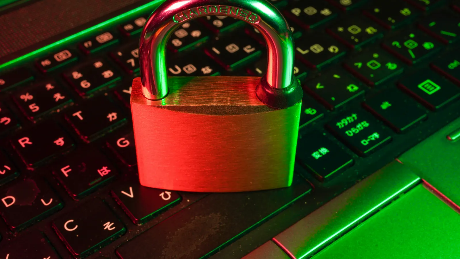 Padlock on a laptop keyboard, illustrating how to secure a Minecraft account after buying